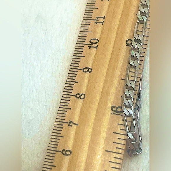 19"sterling silver Figaro chain unisex new unique clasp - Picture 7 of 7